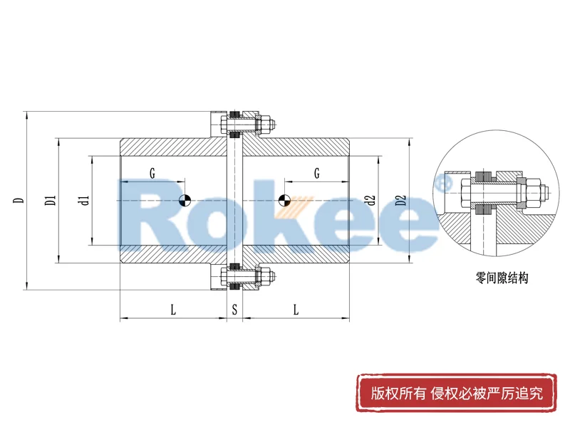 RLA單膜片聯(lián)軸器,RLA標準單節(jié)金屬膜片聯(lián)軸器