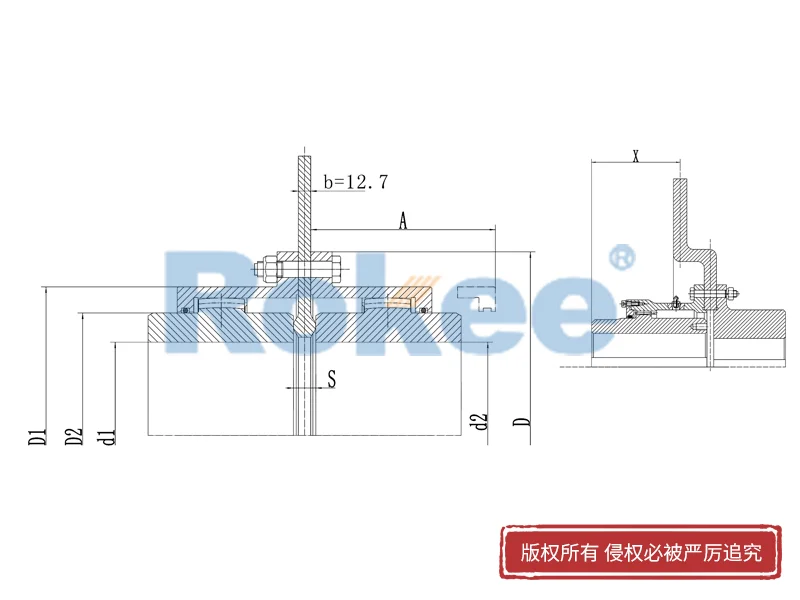 RODP鼓形齒式聯(lián)軸器,RODP制動(dòng)盤型鼓形齒式聯(lián)軸器